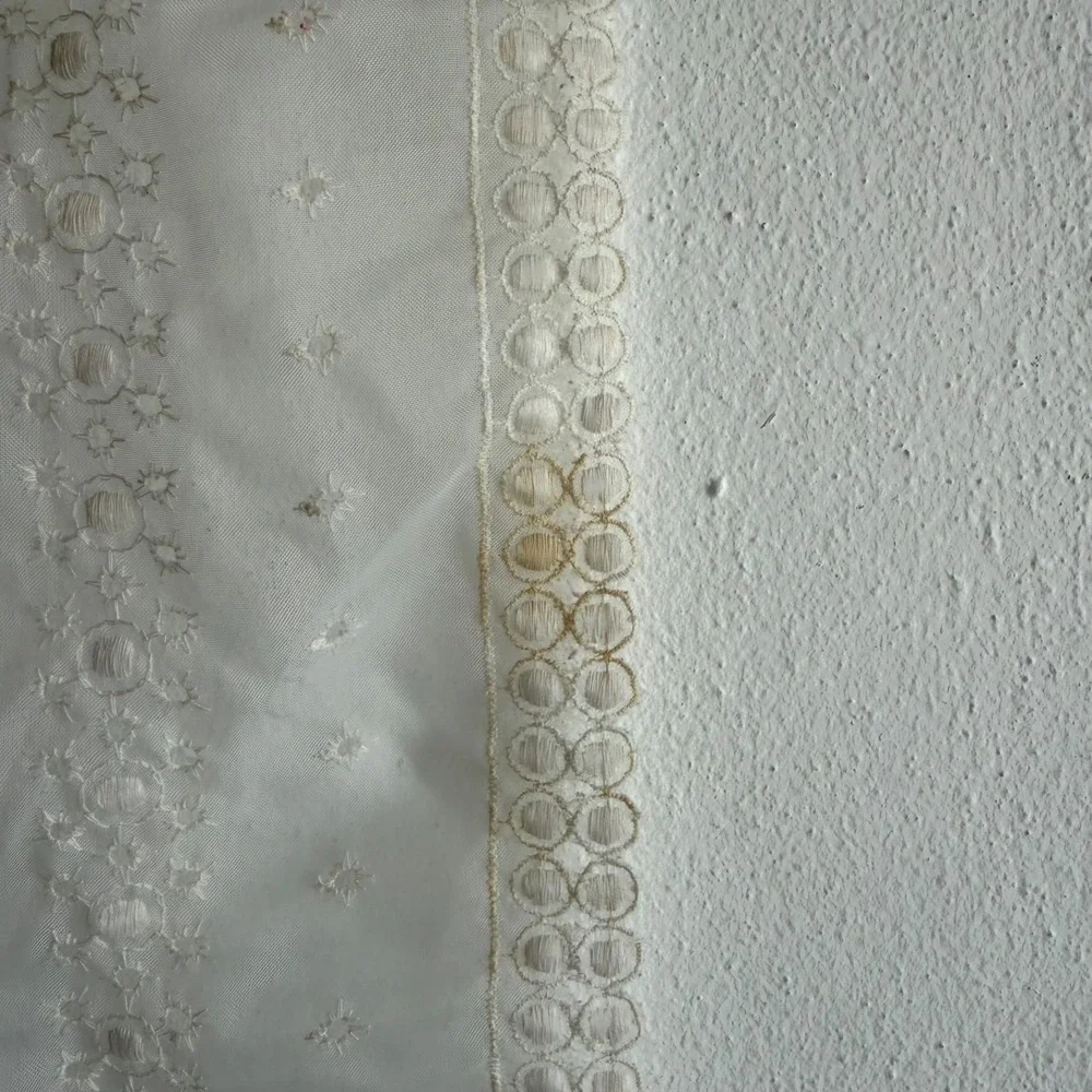 Vintage Sheer Lace Table Runner Embroidered Cottagecore Vanity Scarf 30x14